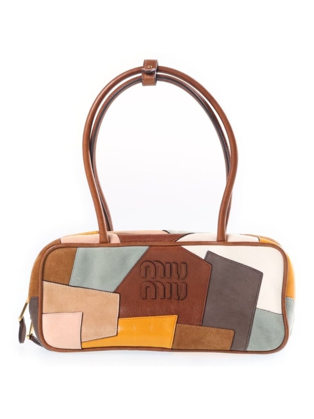 Miu Miu Beau Leather Patchwork Back Multi Handbag